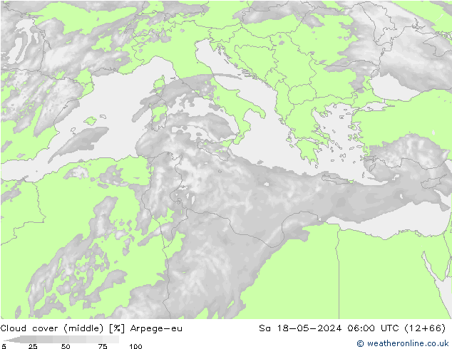 Bewolking (Middelb.) Arpege-eu za 18.05.2024 06 UTC