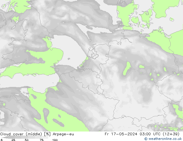 Nuages (moyen) Arpege-eu ven 17.05.2024 03 UTC