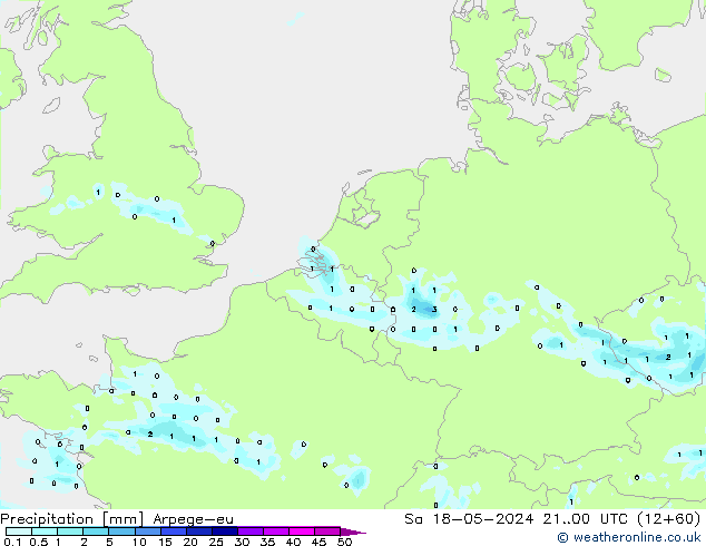 Precipitazione Arpege-eu sab 18.05.2024 00 UTC