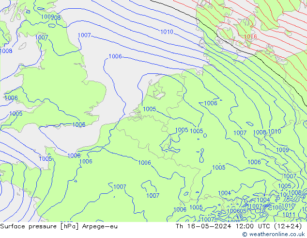 地面气压 Arpege-eu 星期四 16.05.2024 12 UTC