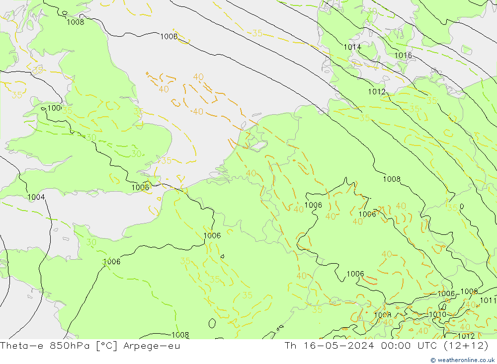 Theta-e 850hPa Arpege-eu Per 16.05.2024 00 UTC