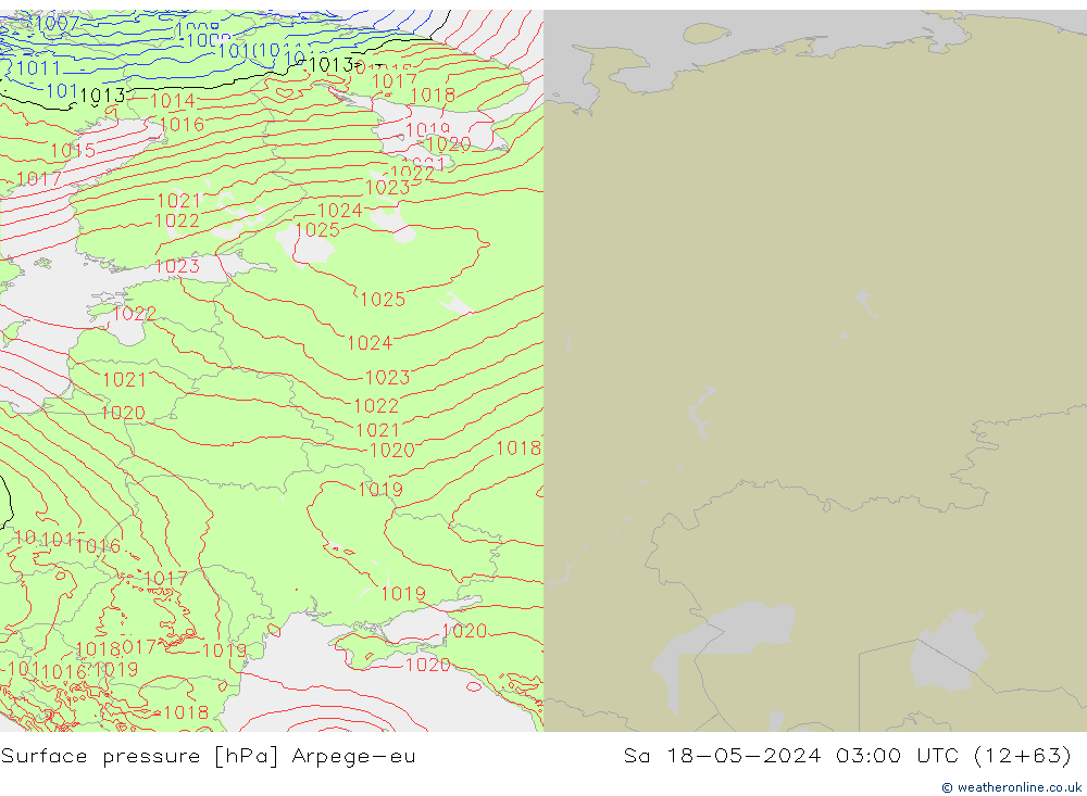 приземное давление Arpege-eu сб 18.05.2024 03 UTC