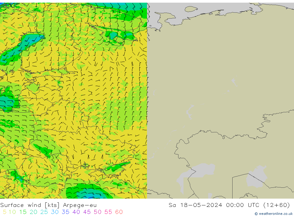 Rüzgar 10 m Arpege-eu Cts 18.05.2024 00 UTC