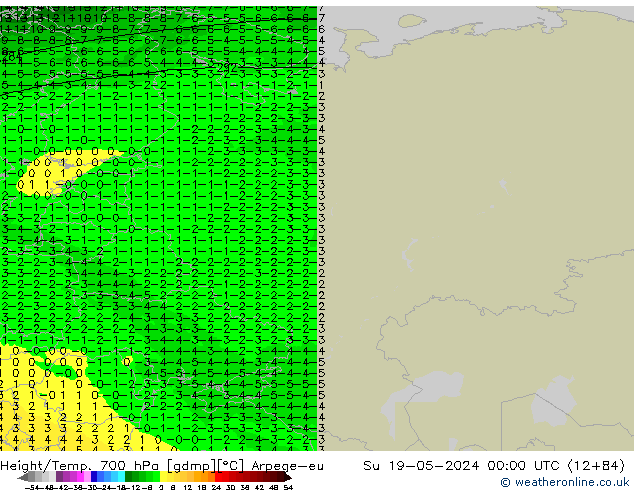Yükseklik/Sıc. 700 hPa Arpege-eu Paz 19.05.2024 00 UTC