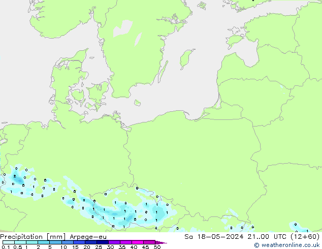 осадки Arpege-eu сб 18.05.2024 00 UTC