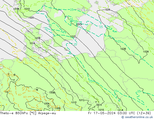 Theta-e 850hPa Arpege-eu vr 17.05.2024 03 UTC