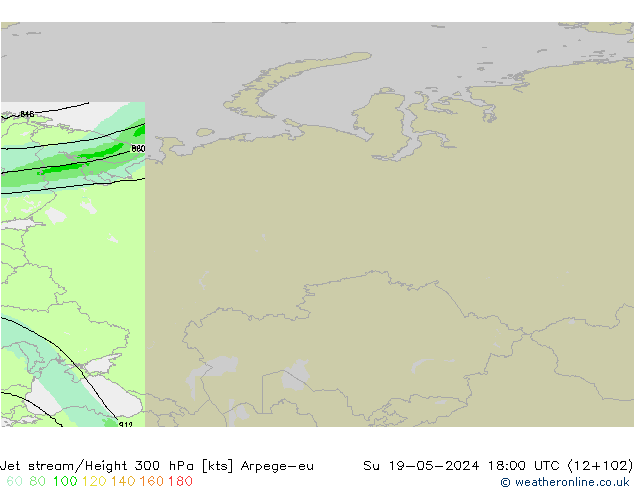 Jet stream/Height 300 hPa Arpege-eu Su 19.05.2024 18 UTC