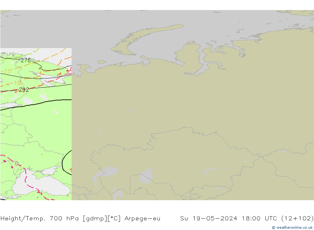 Height/Temp. 700 hPa Arpege-eu Ne 19.05.2024 18 UTC