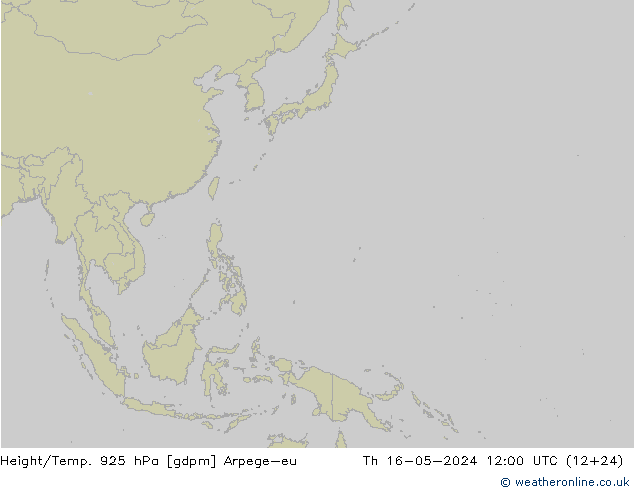 Geop./Temp. 925 hPa Arpege-eu jue 16.05.2024 12 UTC