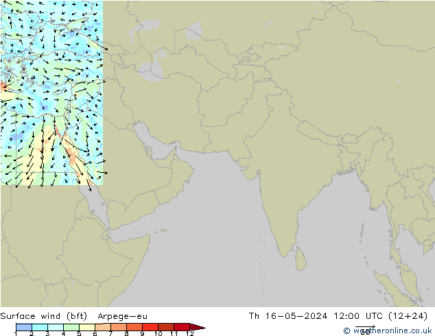 �N 10 米 (bft) Arpege-eu 星期四 16.05.2024 12 UTC