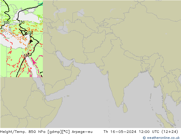 Height/Temp. 850 hPa Arpege-eu 星期四 16.05.2024 12 UTC