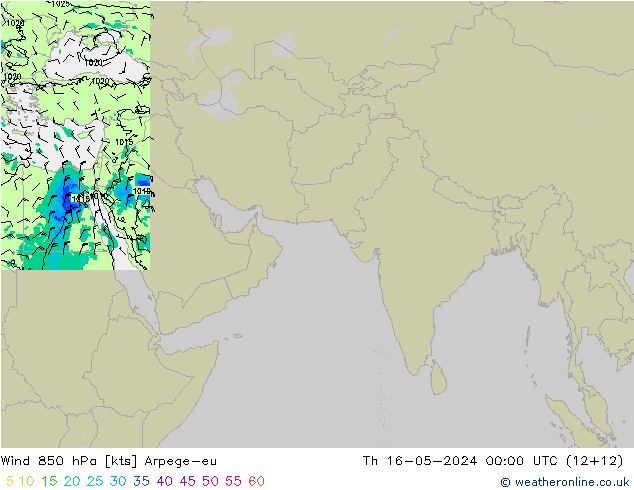 风 850 hPa Arpege-eu 星期四 16.05.2024 00 UTC