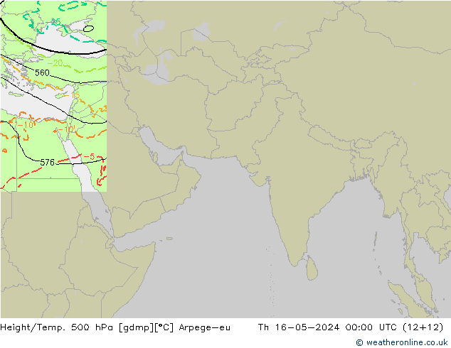 Height/Temp. 500 hPa Arpege-eu 星期四 16.05.2024 00 UTC