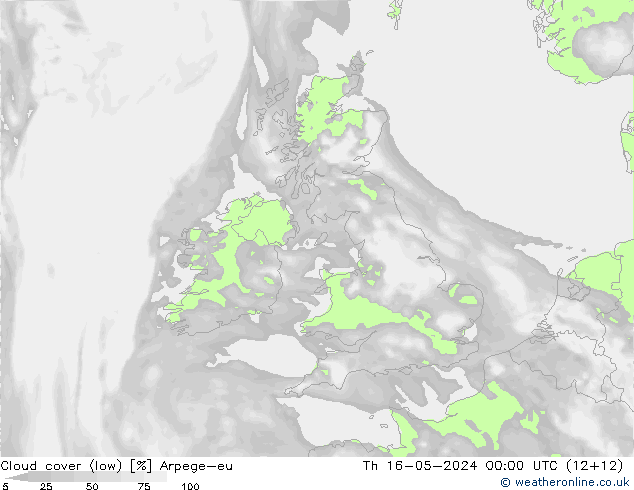 nízká oblaka Arpege-eu Čt 16.05.2024 00 UTC