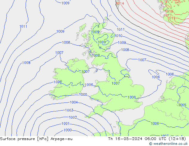 Luchtdruk (Grond) Arpege-eu do 16.05.2024 06 UTC