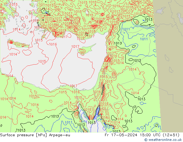 Luchtdruk (Grond) Arpege-eu vr 17.05.2024 15 UTC