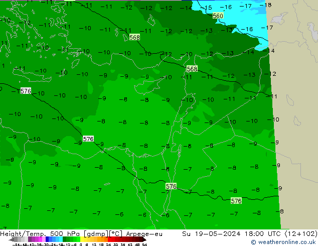 Height/Temp. 500 hPa Arpege-eu Su 19.05.2024 18 UTC