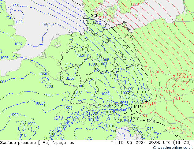 приземное давление Arpege-eu чт 16.05.2024 00 UTC