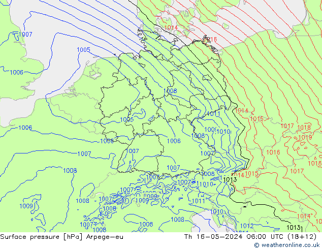 Luchtdruk (Grond) Arpege-eu do 16.05.2024 06 UTC
