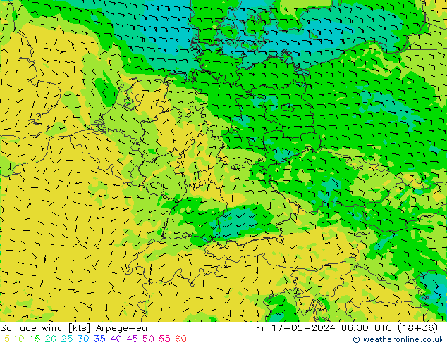 Surface wind Arpege-eu Fr 17.05.2024 06 UTC