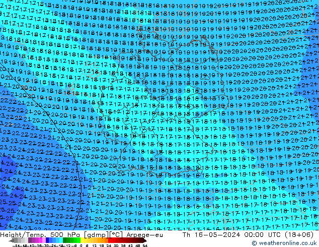Yükseklik/Sıc. 500 hPa Arpege-eu Per 16.05.2024 00 UTC