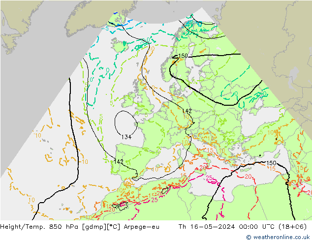 Height/Temp. 850 hPa Arpege-eu Do 16.05.2024 00 UTC