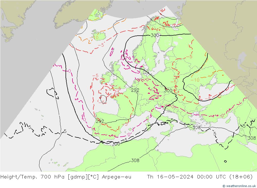 Height/Temp. 700 hPa Arpege-eu Do 16.05.2024 00 UTC