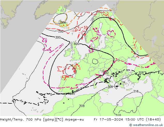 Height/Temp. 700 hPa Arpege-eu Fr 17.05.2024 15 UTC