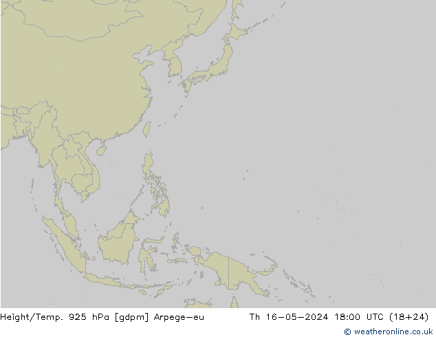 Height/Temp. 925 гПа Arpege-eu чт 16.05.2024 18 UTC