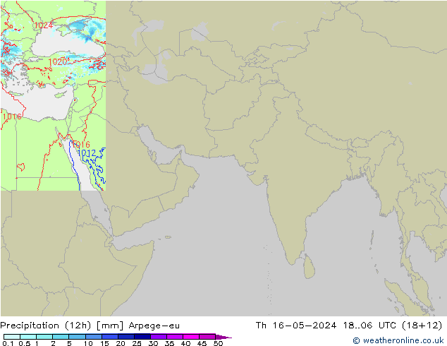 降水量 (12h) Arpege-eu 星期四 16.05.2024 06 UTC