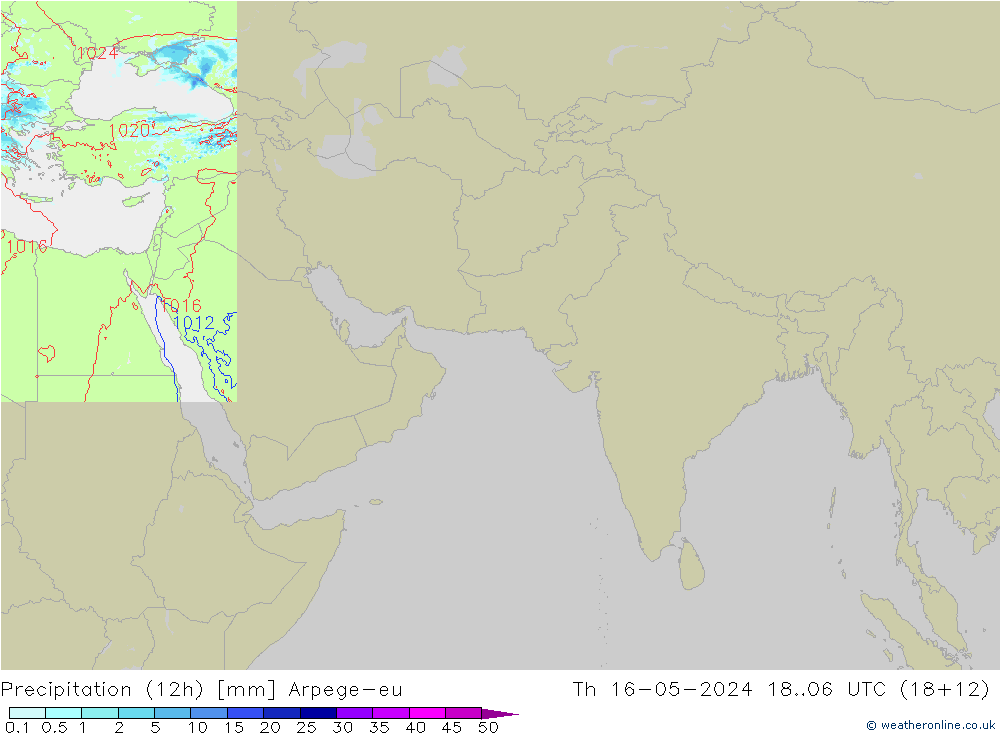 降水量 (12h) Arpege-eu 星期四 16.05.2024 06 UTC
