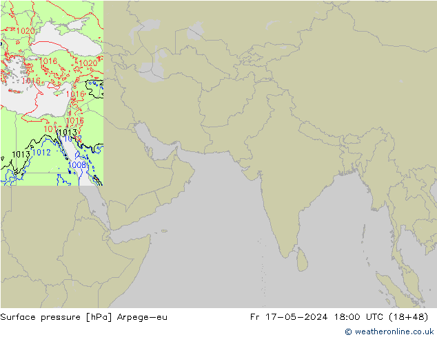 Pressione al suolo Arpege-eu ven 17.05.2024 18 UTC