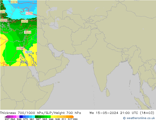 Thck 700-1000 hPa Arpege-eu 星期三 15.05.2024 21 UTC