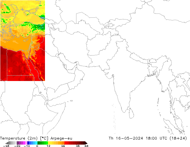 温度图 Arpege-eu 星期四 16.05.2024 18 UTC