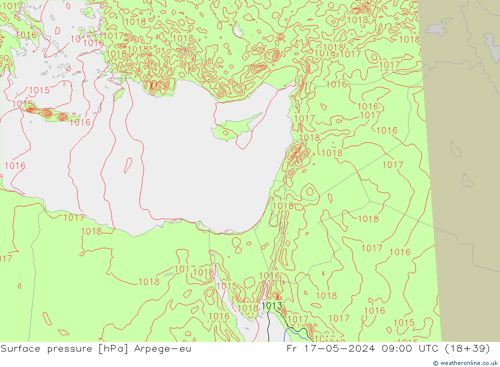 Luchtdruk (Grond) Arpege-eu vr 17.05.2024 09 UTC