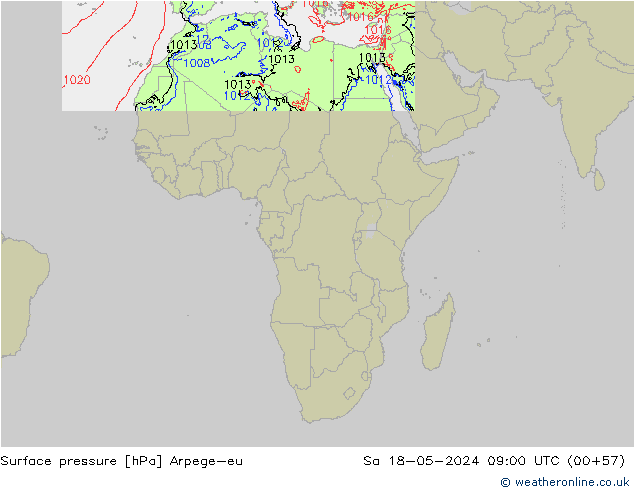приземное давление Arpege-eu сб 18.05.2024 09 UTC