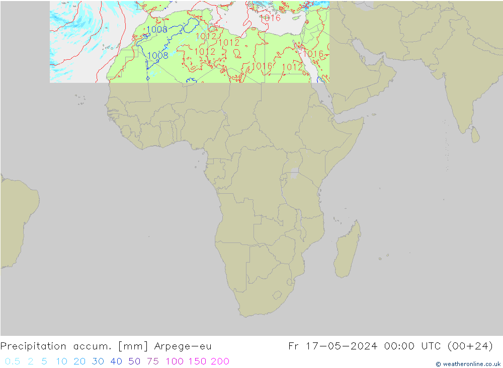 Toplam Yağış Arpege-eu Cu 17.05.2024 00 UTC