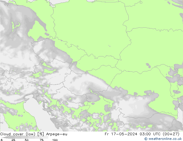 Cloud cover (low) Arpege-eu Fr 17.05.2024 03 UTC