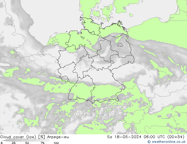 zachmurzenie (niskie) Arpege-eu so. 18.05.2024 06 UTC