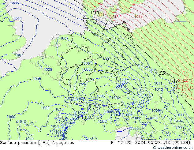 Luchtdruk (Grond) Arpege-eu vr 17.05.2024 00 UTC