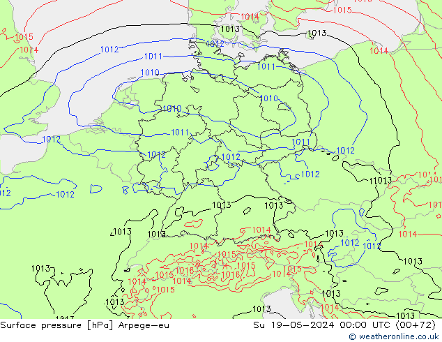 pressão do solo Arpege-eu Dom 19.05.2024 00 UTC
