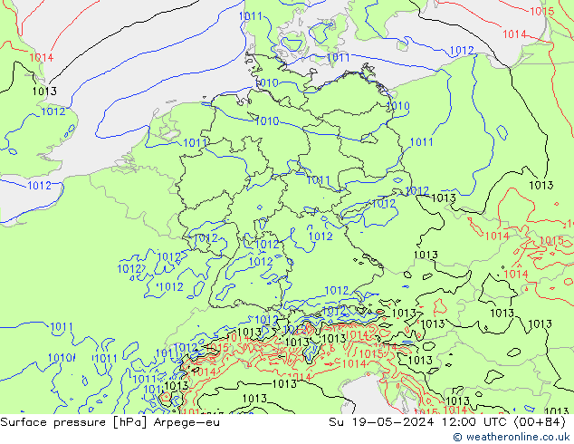 Presión superficial Arpege-eu dom 19.05.2024 12 UTC