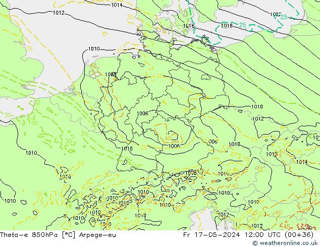 Theta-e 850hPa Arpege-eu vr 17.05.2024 12 UTC