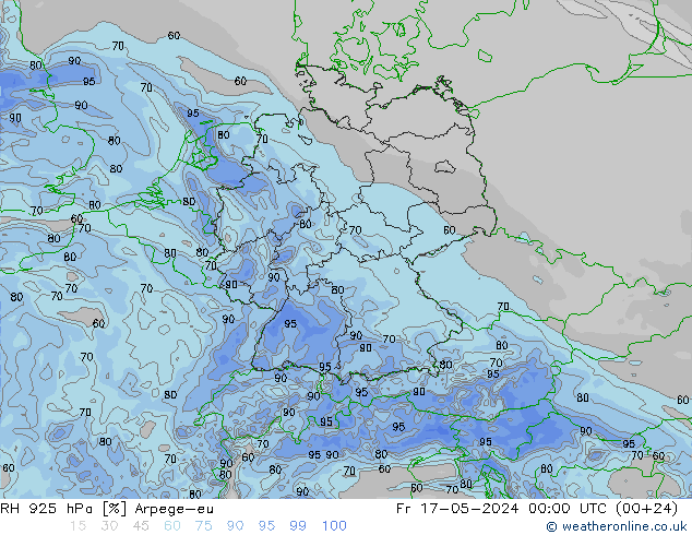 RH 925 hPa Arpege-eu Sex 17.05.2024 00 UTC