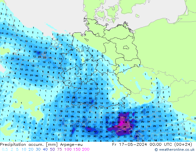 Precipitation accum. Arpege-eu 星期五 17.05.2024 00 UTC