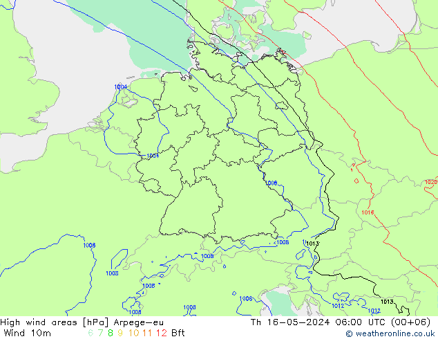 Windvelden Arpege-eu do 16.05.2024 06 UTC