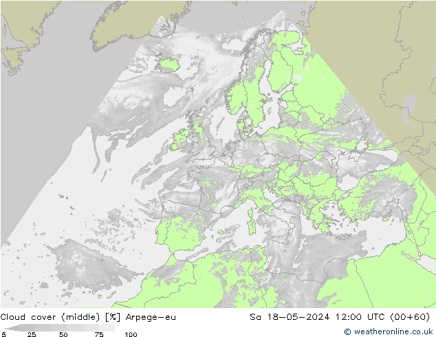 oblačnosti uprostřed Arpege-eu So 18.05.2024 12 UTC
