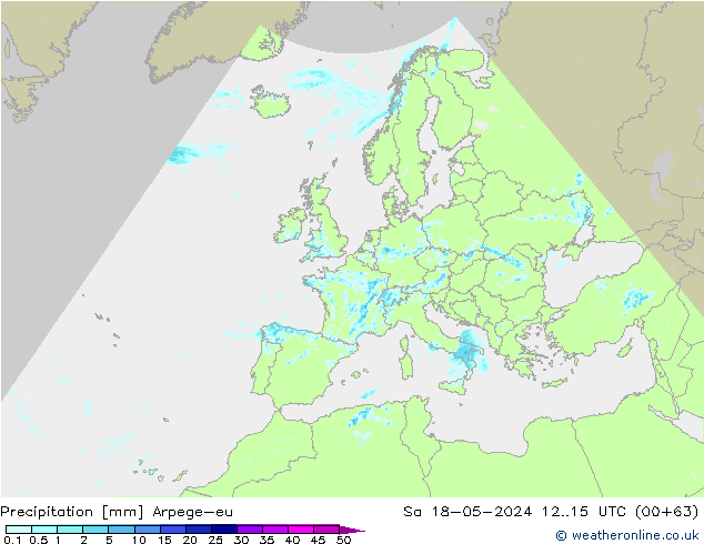 Precipitazione Arpege-eu sab 18.05.2024 15 UTC