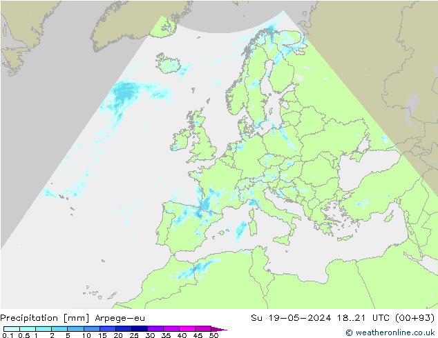 Precipitation Arpege-eu Su 19.05.2024 21 UTC
