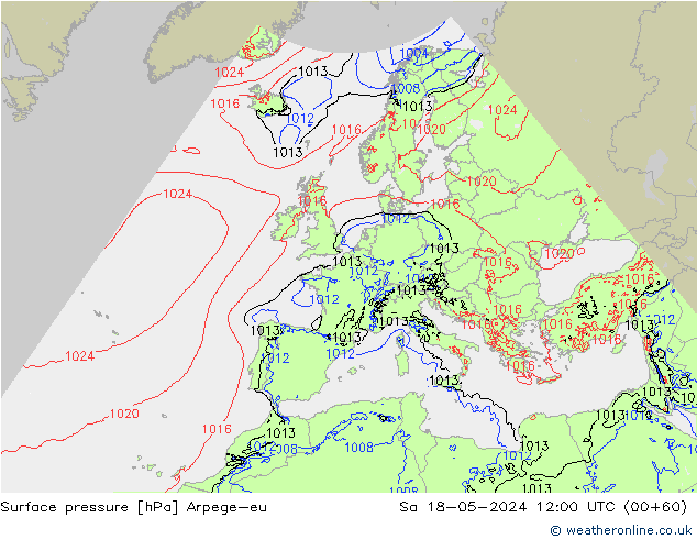 Surface pressure Arpege-eu Sa 18.05.2024 12 UTC
